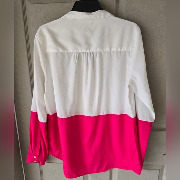 U.S. Polo Assn Shirt Women Sz L White Pink Pullover Long Sleeve Colorblock - Picture 8 of 9